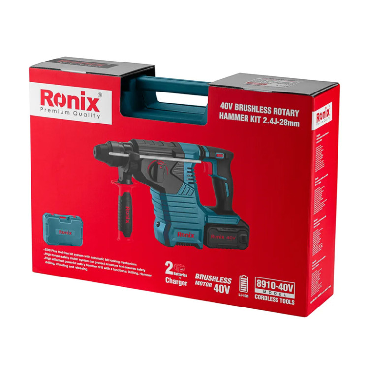 دریل بتن کن شارژی رونیکس مدل 8910-40V ظرفیت ۳ کیلوگرم