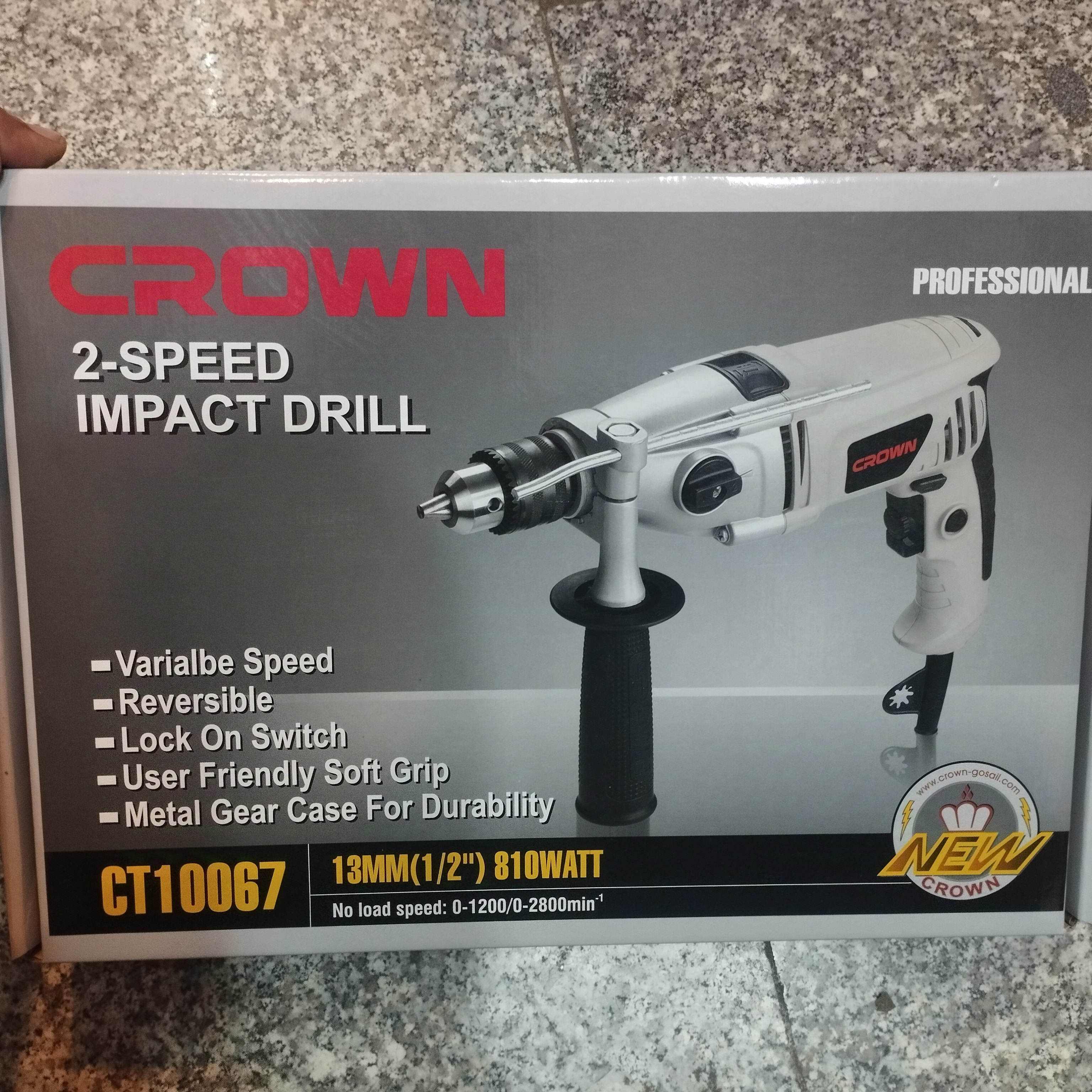 دریل گیربکسی برقی 13 میلیمتر 810 وات کرون مدل CT10067 ( سه نظام آچار خور )
