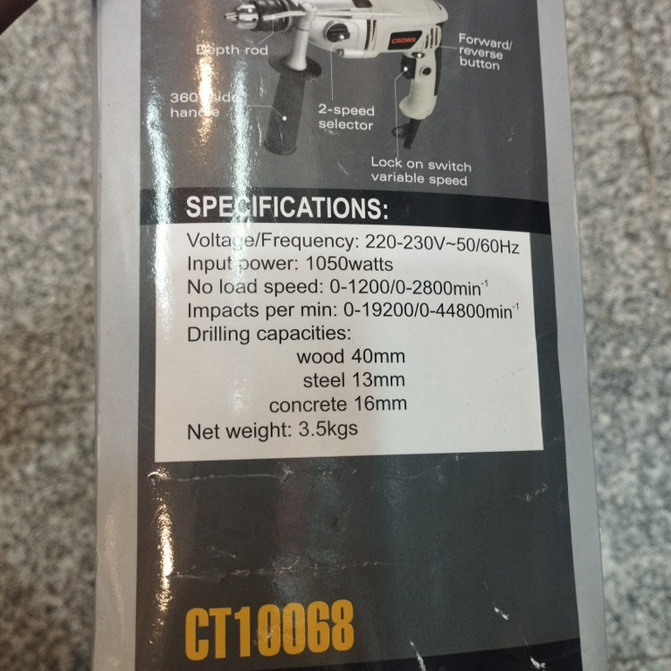 دریل چکشی کرون مدل CT10068 قدرت ۱۰۵۰ وات
