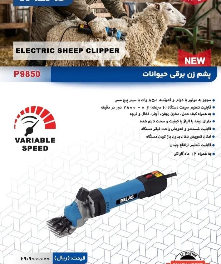 پشم زن برقی پالاس مدل P9850 ظرفیت ۸۵۰ وات ۶ سرعته